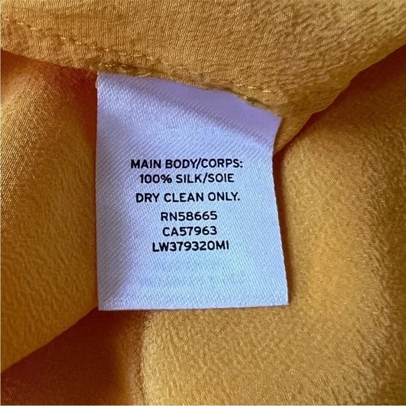 Lewit Silk Pleated Sleeve Blouse Yellow Keyhole Back Top M - Picture 7 of 10